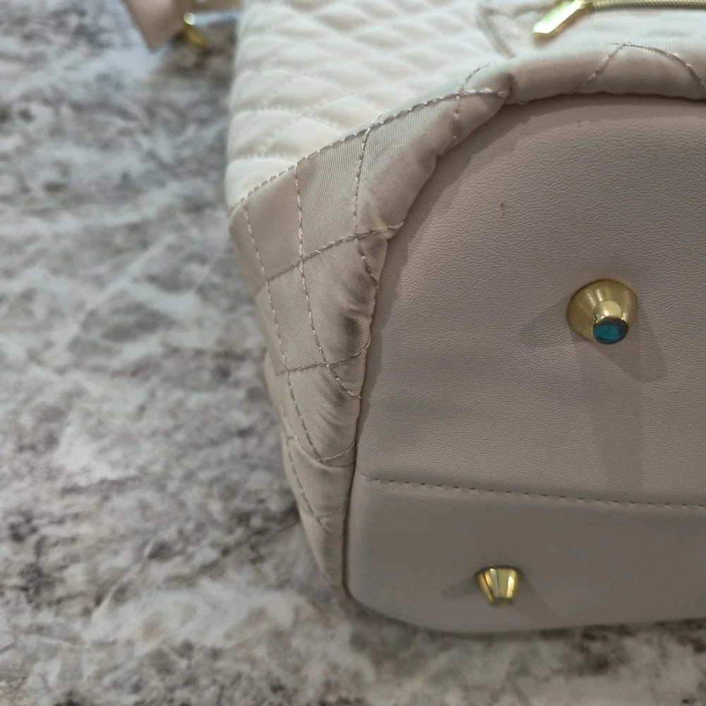 Lovevook Lap Top Bag,Women Quilted Tote Bag Ivory, 15.6